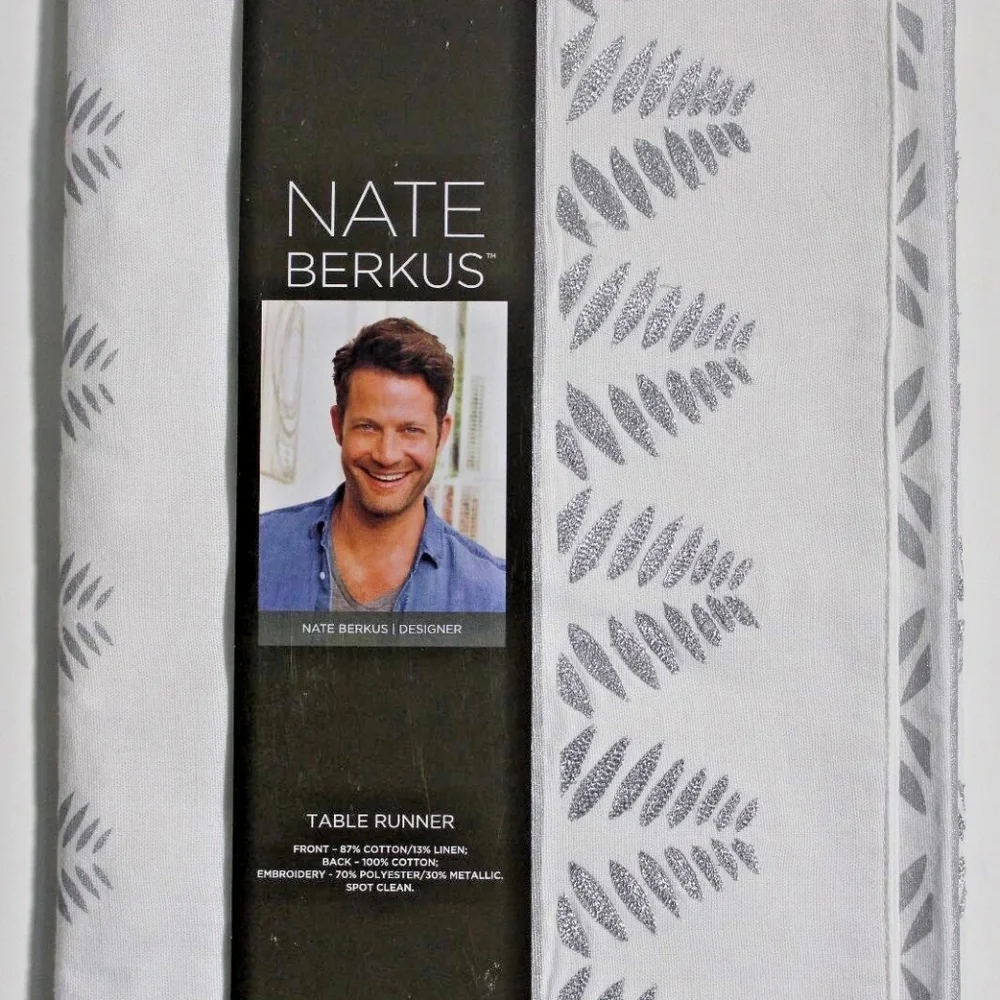 Nate Berkus Embroidered Metallic Leaf Table Runner